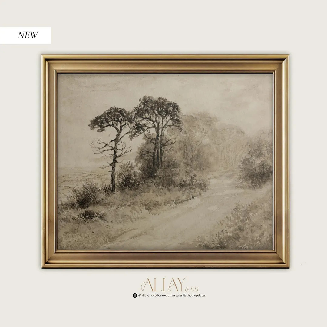 Vintage Landscape Drawing | Landscape Sketch Drawing Art | Digital Vintage Landscape | Country Dr... | Etsy (US)