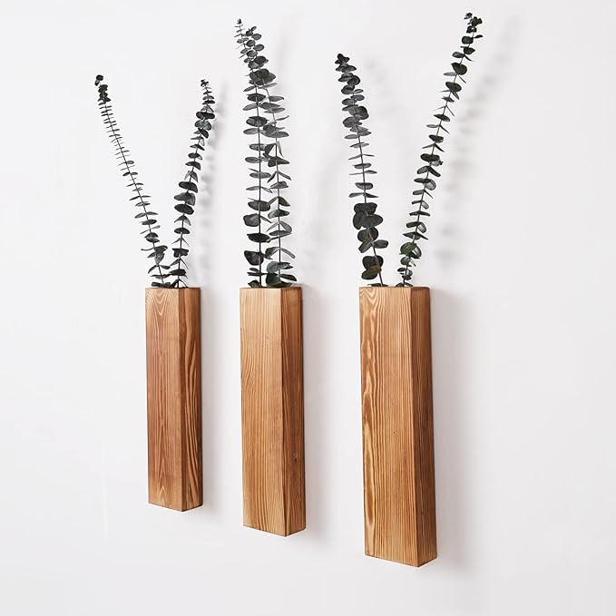 3 Pack Wall Planters for Indoor Plants, Wood Wall Decor for Bathroom, Bedroom Living Room, Modern... | Amazon (US)