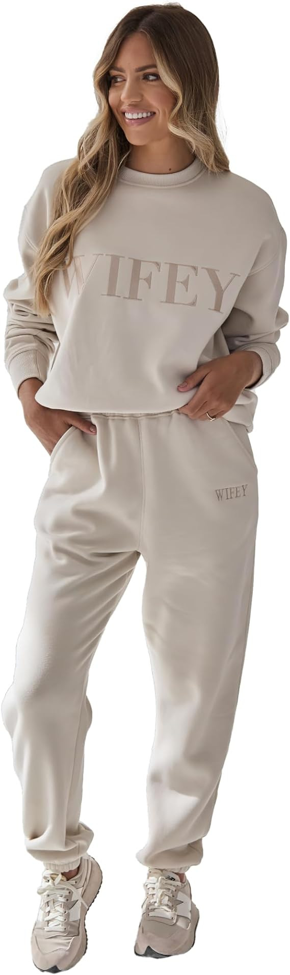 Wifey Statement Sweatshirt and Sweatpants Set for the Stylish New Bride | Soft, Comfy & Cozy Swea... | Amazon (US)