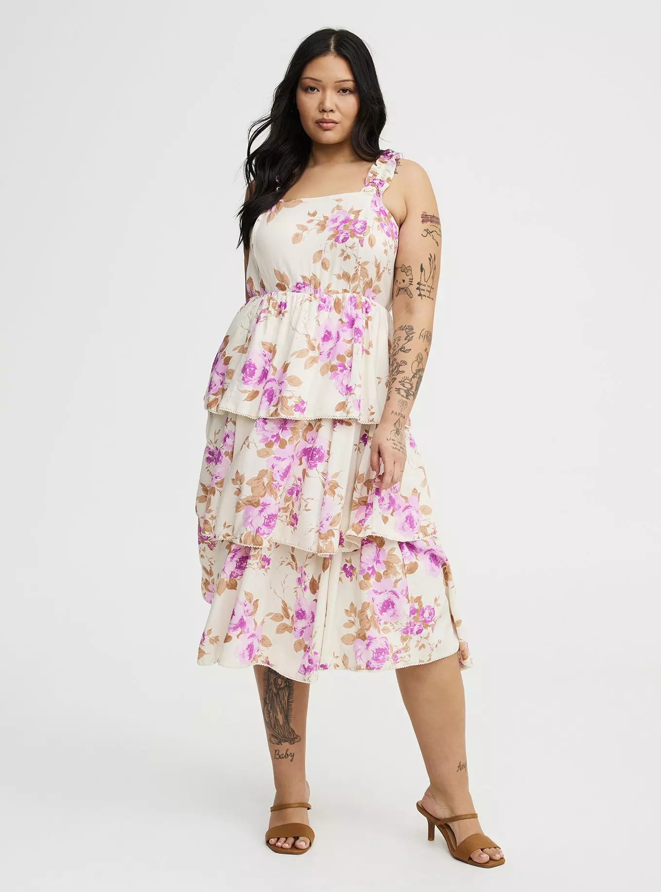 Ruffle Strap Tiered Midi Dress | Torrid (US & Canada)