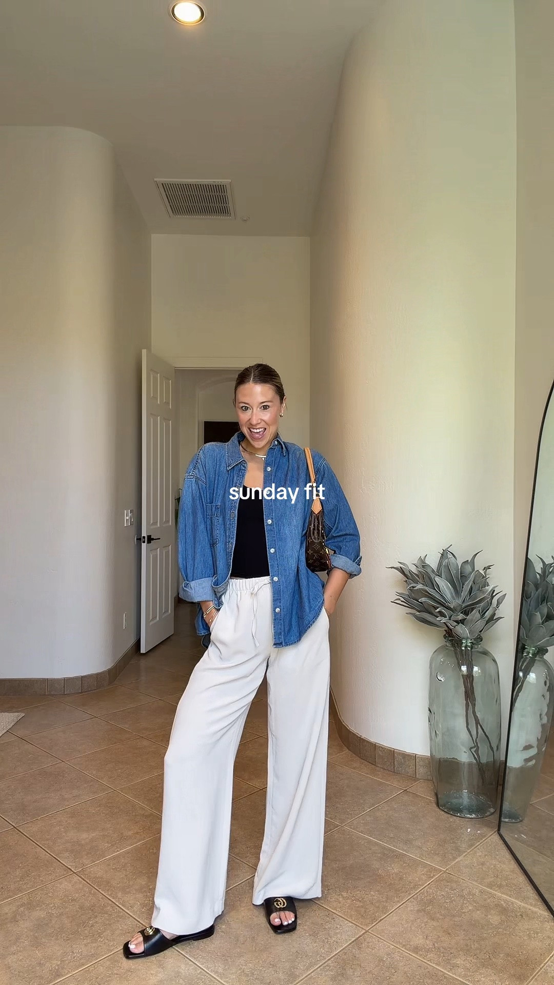 another outfit with my favorite pants and they are so versatile. Also loving this denim shirt! And last day of the aritzia sale! #lodgepant #aritzia #churchoutfits #outfitinspiration #denimshirt #aritziasale

#LTKgrwm #LTKootd #LTKTall