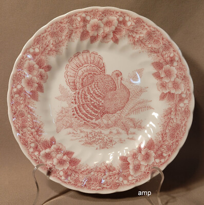 Queen's Chruchill Myott Thanksgiving Red Pink Salad Plate (8") EXCELLENT | eBay US