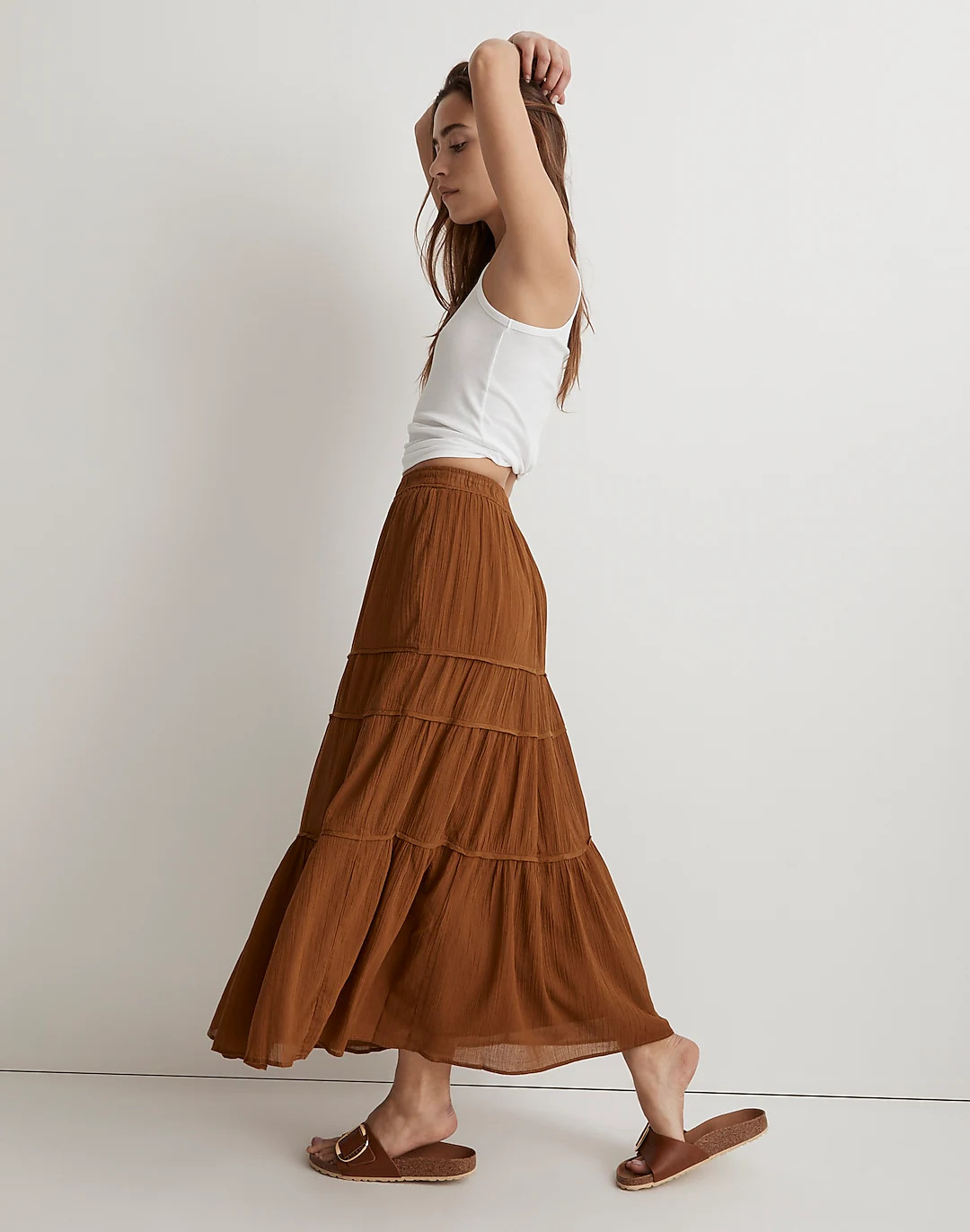 Crinkle Pull-On Tiered Maxi Skirt | Madewell