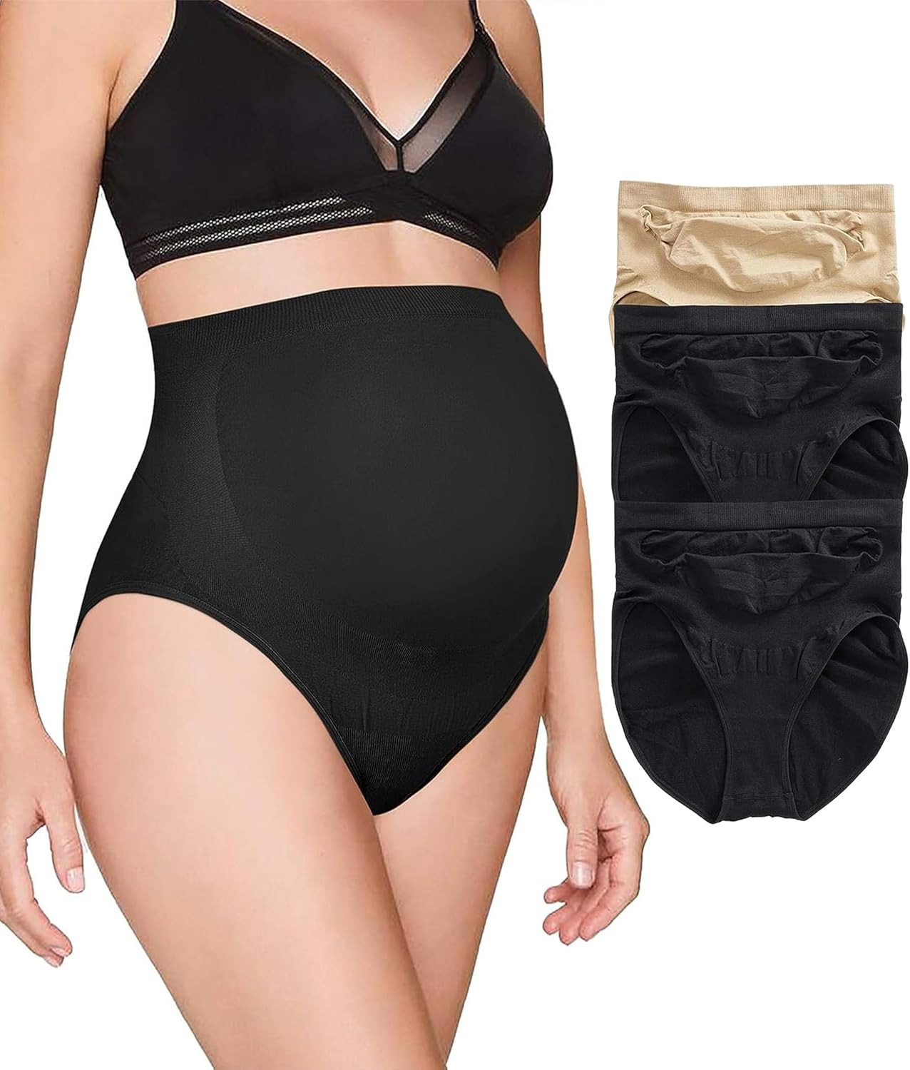 BRABIC Women’s Seamless Maternity Panties High Waisted Pregnancy Underwear Belly Support Briefs... | Amazon (US)