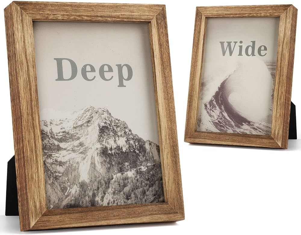 Emfogo 5x7 Picture Frame, Pack of 2 Rustic Picture Frames 5x7 with Real Glass, Solid Wood 5x7 Pho... | Amazon (US)