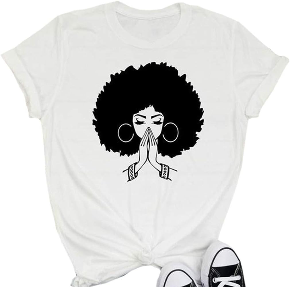 Qianxitang Women's Tops Cute Graphic Print Summer Causal Cotton Round Neck Short Sleeve Blouses T... | Amazon (US)