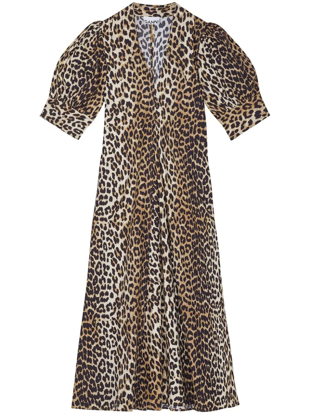 GANNI leopard-print Organic Cotton Midi Dress  - Farfetch | Farfetch Global