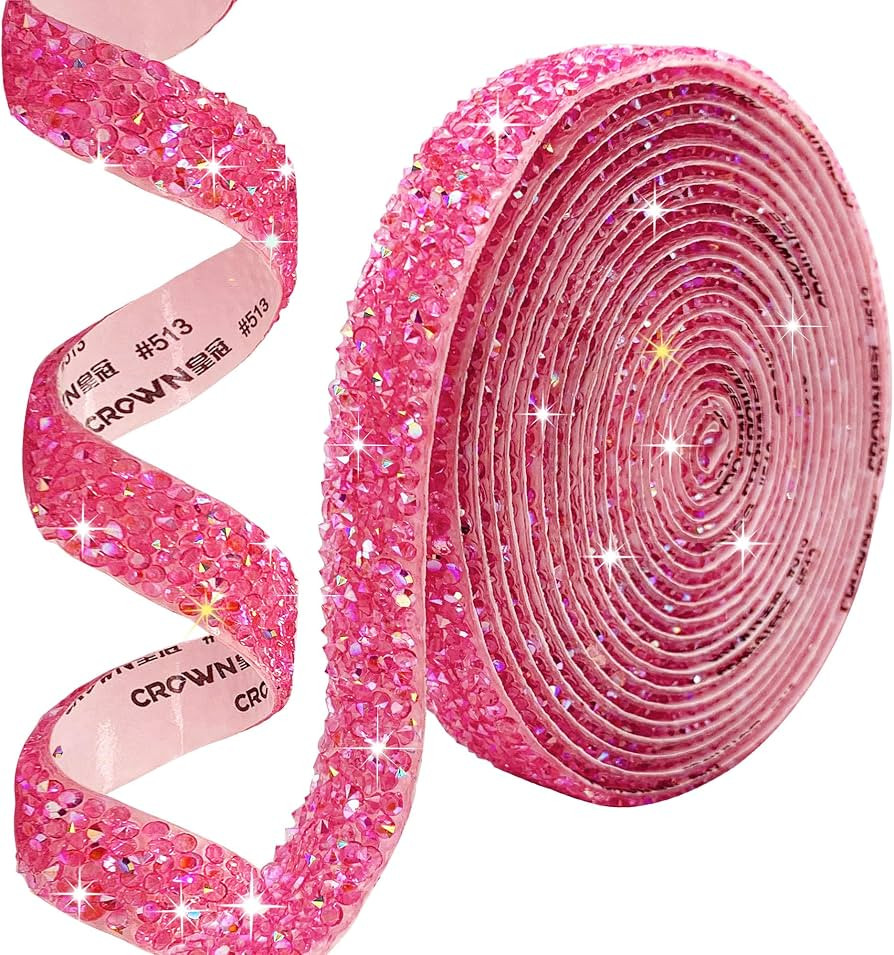 Self Adhesive Pink Resin Rhinestone Strips Rhinestones Ribbon\uff0c4 Yards Bling Crystal Ribbons ... | Amazon (US)