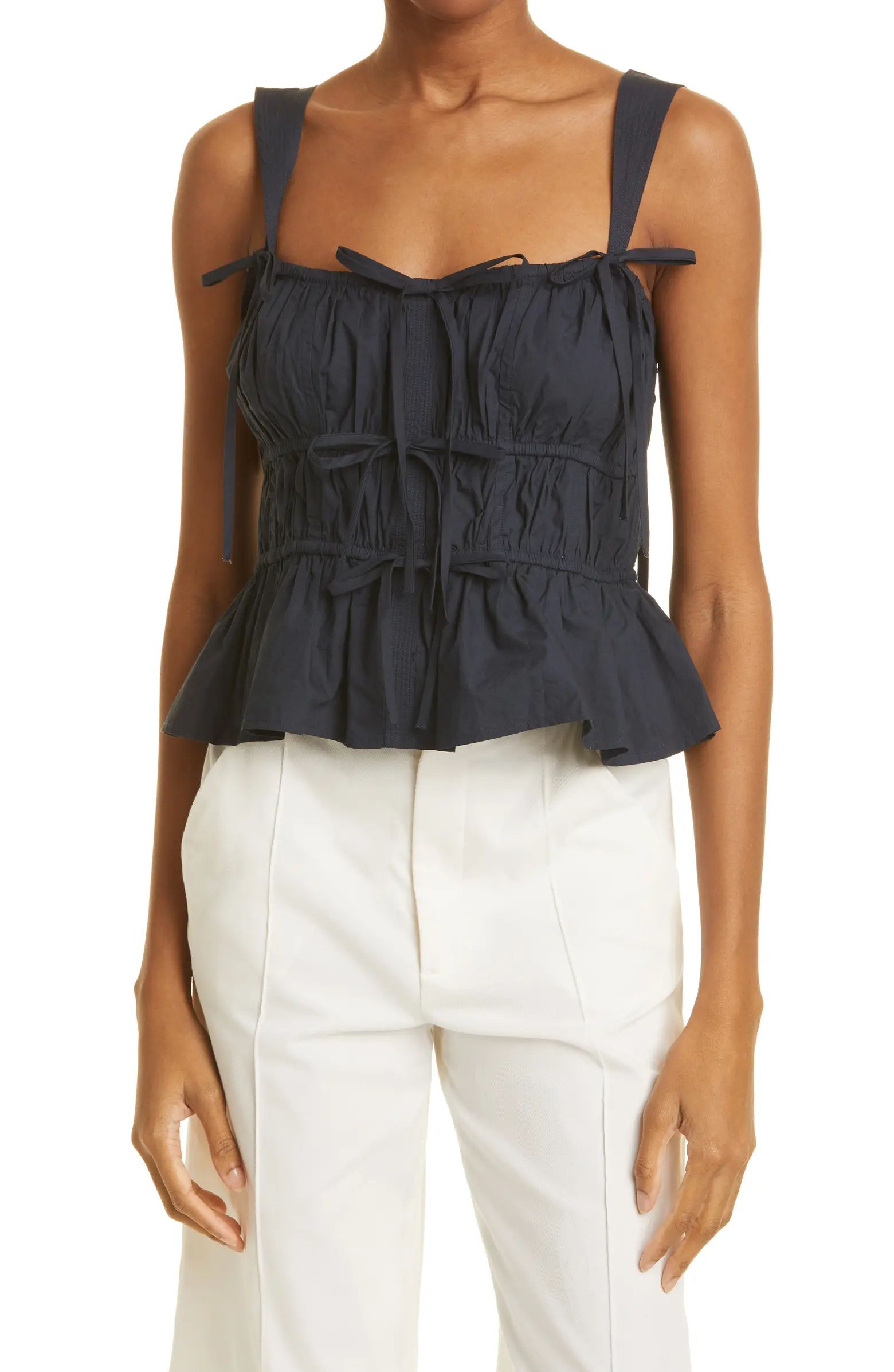 Lulu Bow Front Cotton Peplum Tank | Nordstrom