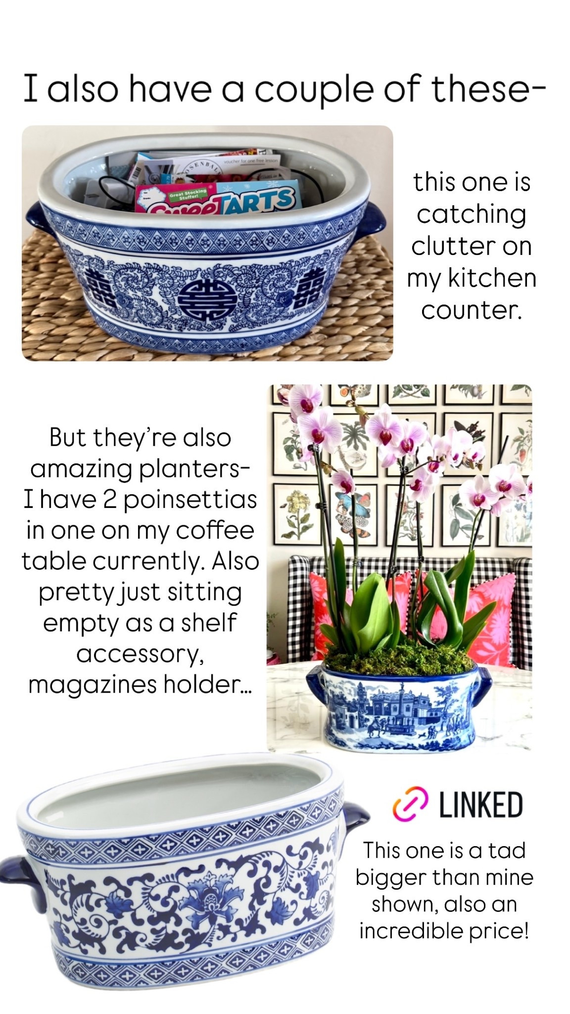 I also have a couple of these-  This one is a tad bigger than mine shown, also an incredible price!  But they’re also amazing planters- 
I have 2 poinsettias in one on my coffee table currently. Also pretty just sitting empty as a shelf accessory, magazines holder… this one is catching clutter on my kitchen counter.

#LTKFindsUnder50 #LTKGiftGuide #LTKHome