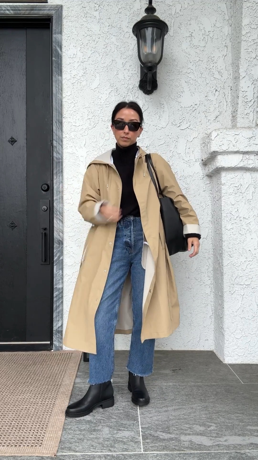 Rainy day outfit ideas. Rain boots and how to style them. Just picked these up from Blondo - lug sole, but very lightweight. I'd prefer more of an almond toe, but waterproof boots that aren't your typical rain boots are hard to come by. Either sold out or just not available. 

Rains rain jacket xs
Everlane cloudsoft turtleneck xs
AGOLDE jeans 25, size down. Cut hems
Blondo boots 5.5
Mansur Gavriel tote
YSL Sunglasses

Fall outfits, fall style, petite style, boots 

#LTKCyberWeek #LTKSeasonal #LTKPetite