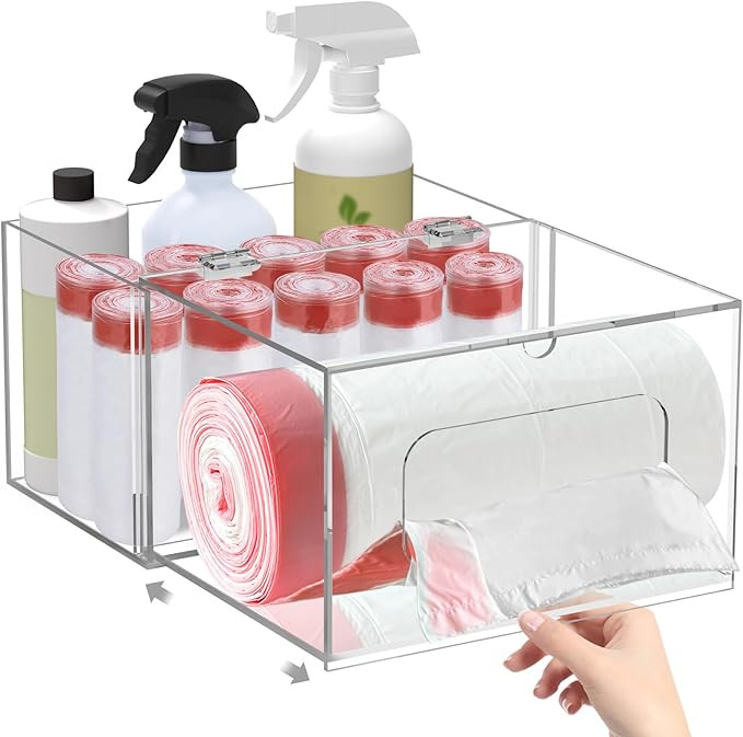 Acrylic Trash Bag Dispenser, 2 in 1 Extra Large Under Sink Garbage Bag Organizer, Kitchen Trash B... | Amazon (US)