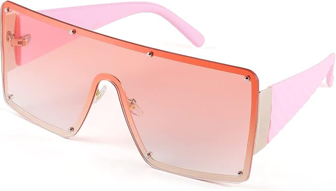 FEISEDY Oversized Square Sunglasses for Women Men Flat Top Shield Sunglasses One Piece Frameless ... | Amazon (US)
