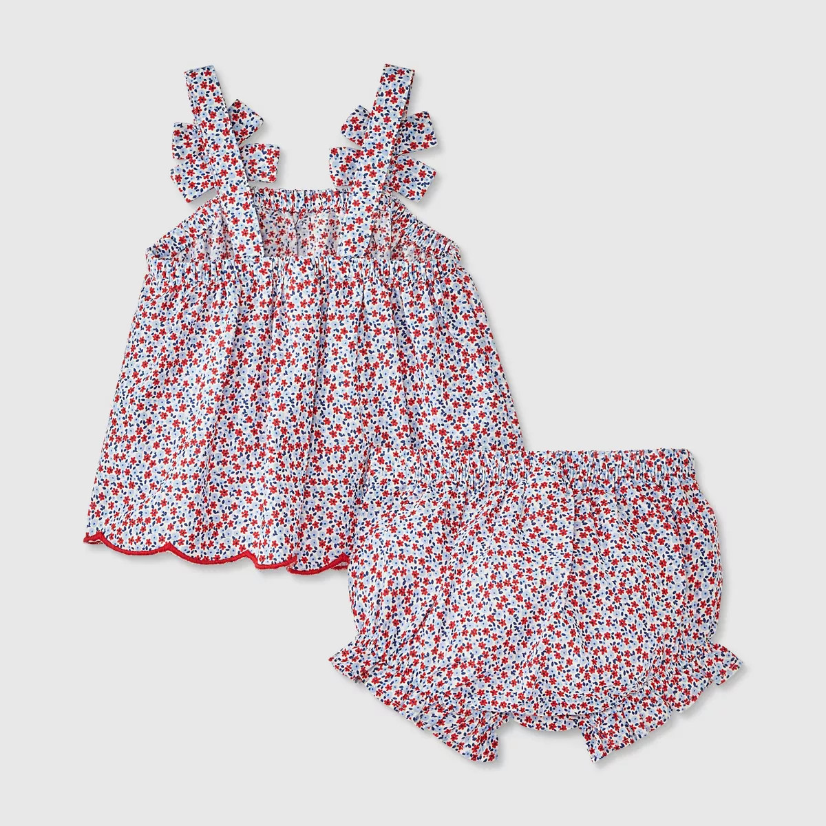 Baby Girls' Floral Bow Top & Bottom Set - Cat & Jack™ Blue/Red | Target