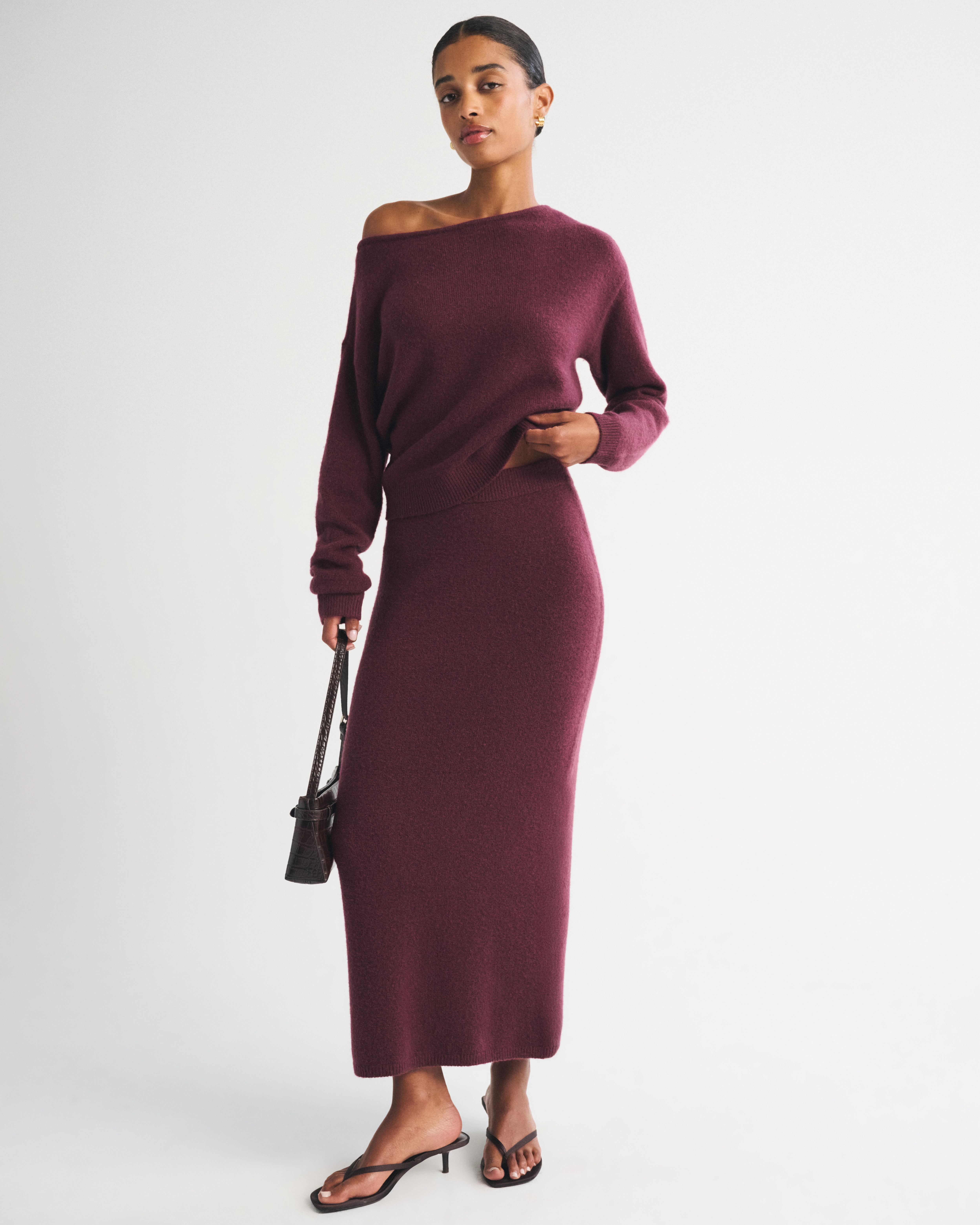 Merino Wool-Blend High Rise Sweater Maxi Skirt | Abercrombie & Fitch (US)