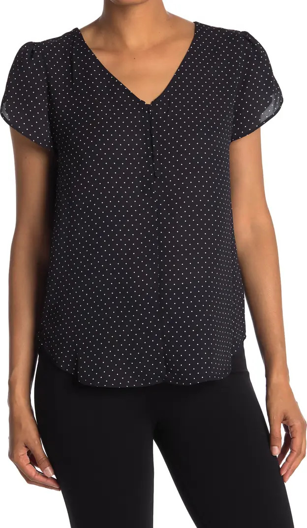 Button Front Short Sleeve Blouse | Nordstrom Rack