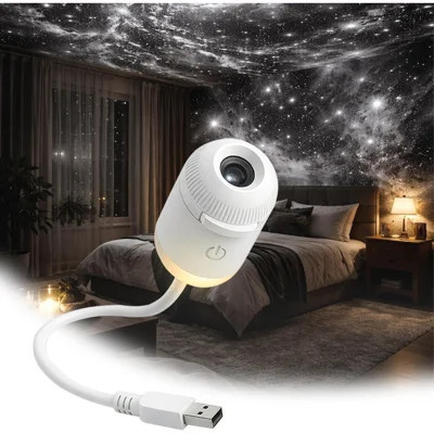 2-in-1 Galaxy Projector Night Light with 12 Sliding Projection Films, Adjustable Brightness 360° Rotating Design and USB Power for Car and Bedroom Dec | Wayfair North America