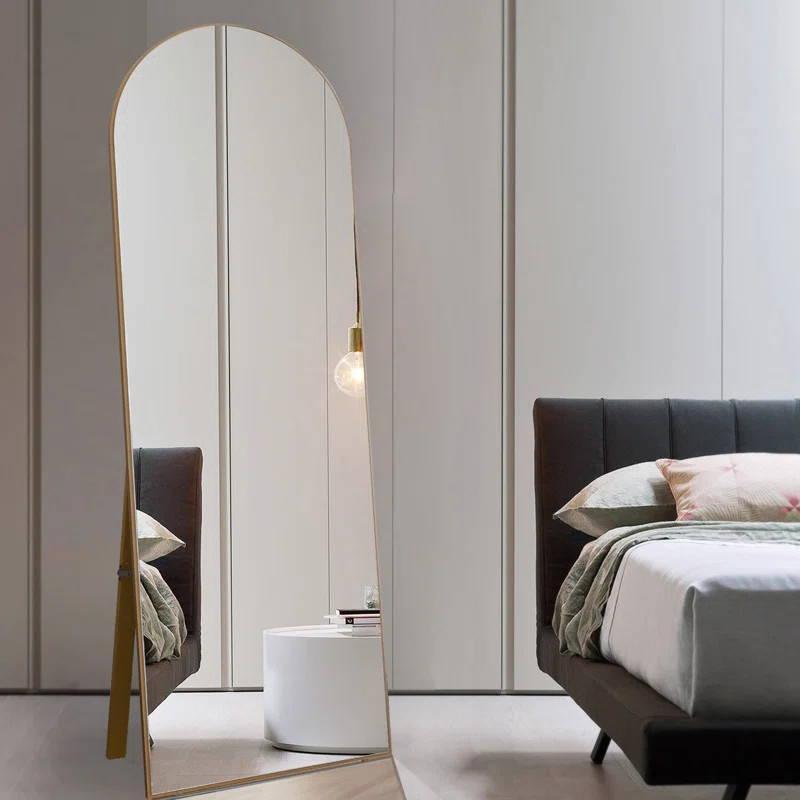 Wood Framed Full Length Mirror with Arched-Top Elegant Design Bracket | Wayfair North America