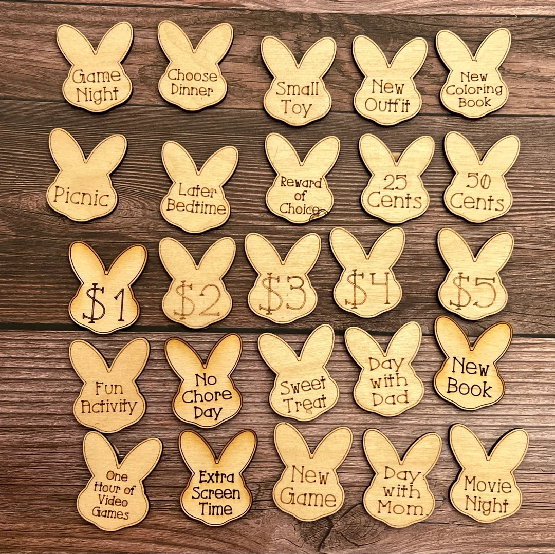 Easter Tokens, Easter Egg Tokens, Easter Bunny Tokens, Easter Bunny Tokens for Toddlers, Wood Eas... | Etsy (US)