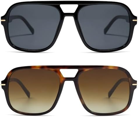 Retro Trendy Square Aviator Sunglasses Womens Mens 70s Classic Vintage Oversized Sun Glasses AR82... | Amazon (US)