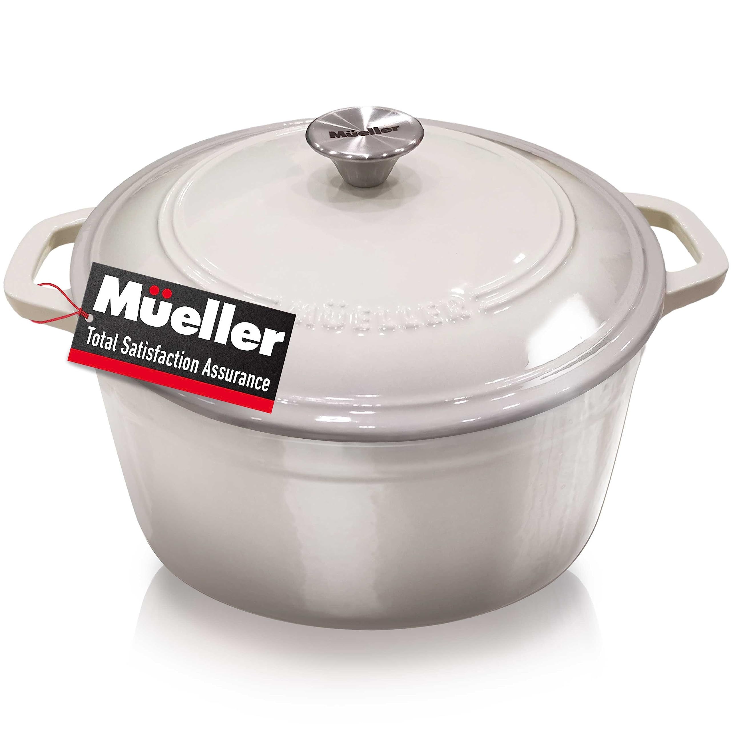Mueller 6 Quart Enameled Cast Iron Dutch Oven, Dual Handles, Stainless Knob - For Braising, Stews... | Amazon (US)