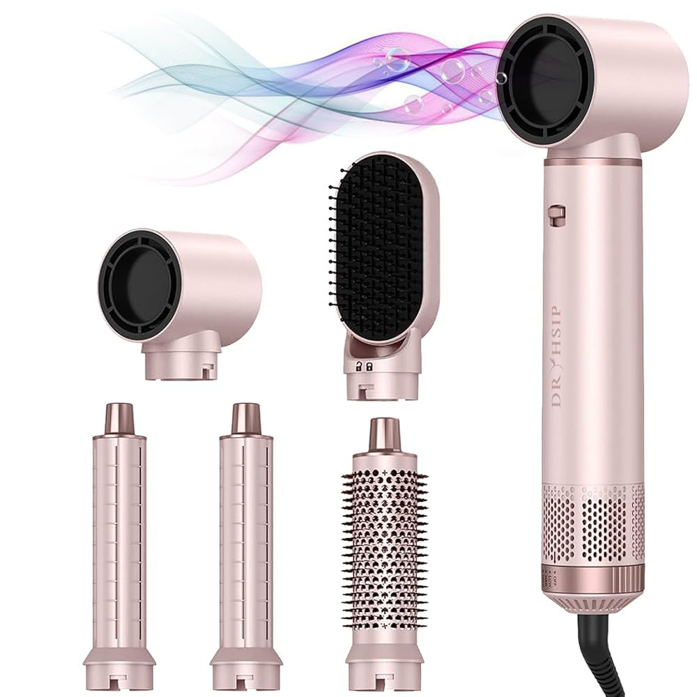 5 in 1 Hot Air Brush - Blow Dryer Brush & Air Curling Wrap Styler with Negative Ion Technology, H... | Amazon (US)