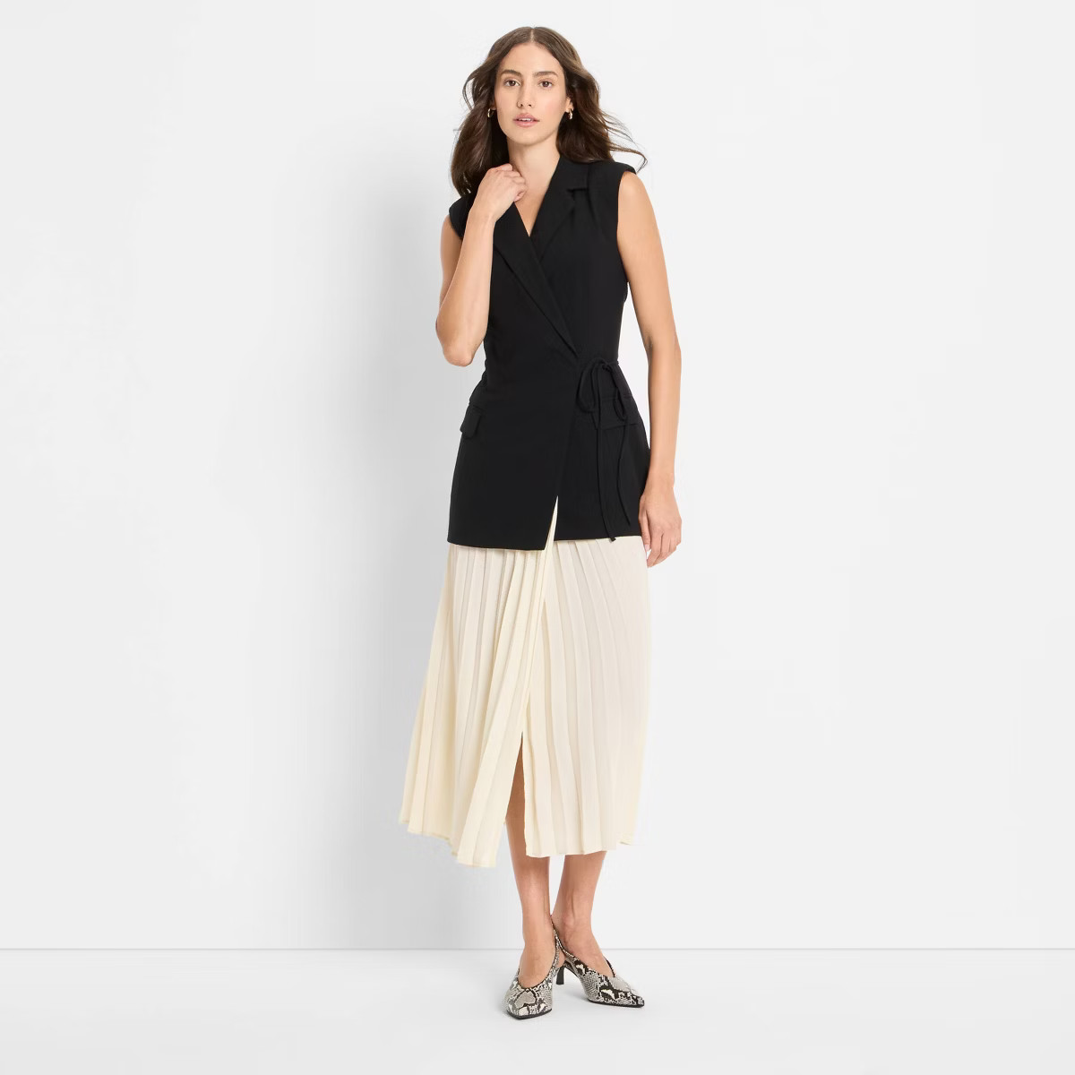 Women's Pleated Midi A-Line Dress - Future Collective Black | Target
