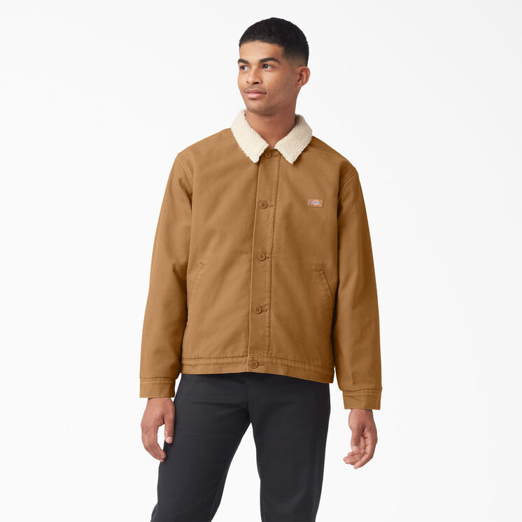 Duck Canvas High Pile Fleece Jacket, Stonewashed Brown Duck | Dickies