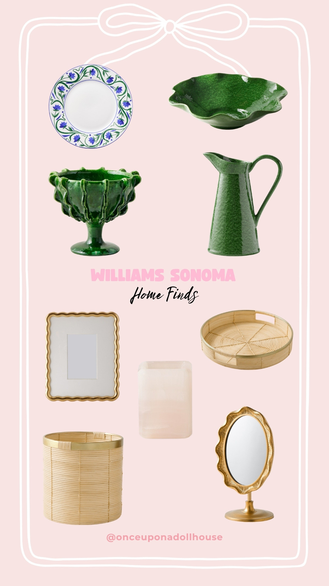 Williams Sonoma Home Finds! 

Tray, bowl, mirror, plate, frame

#LTKsummer #LTKhome