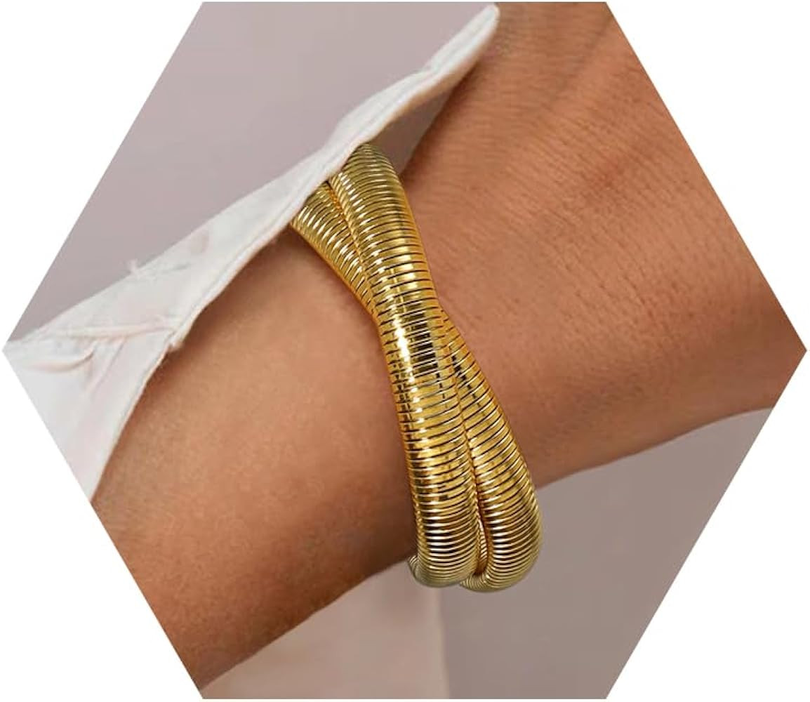 18K Gold Plated Bracelets for Women Gold Bangles for Women Chunky Bangle Bracelets for Women Brac... | Amazon (US)