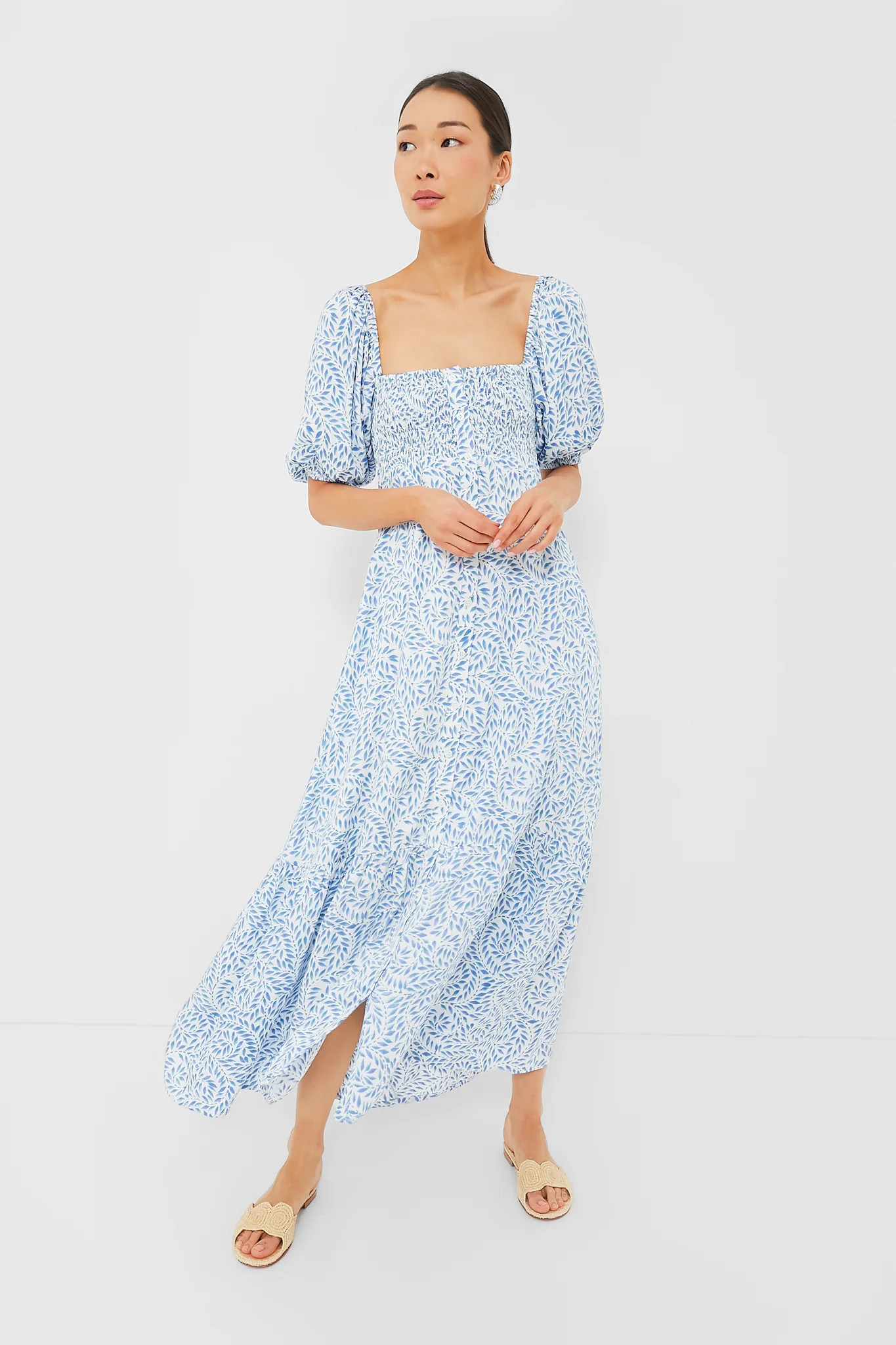 Wisteria Vines Santiago 3 Short Sleeve Maxi Dress | Tuckernuck (US)