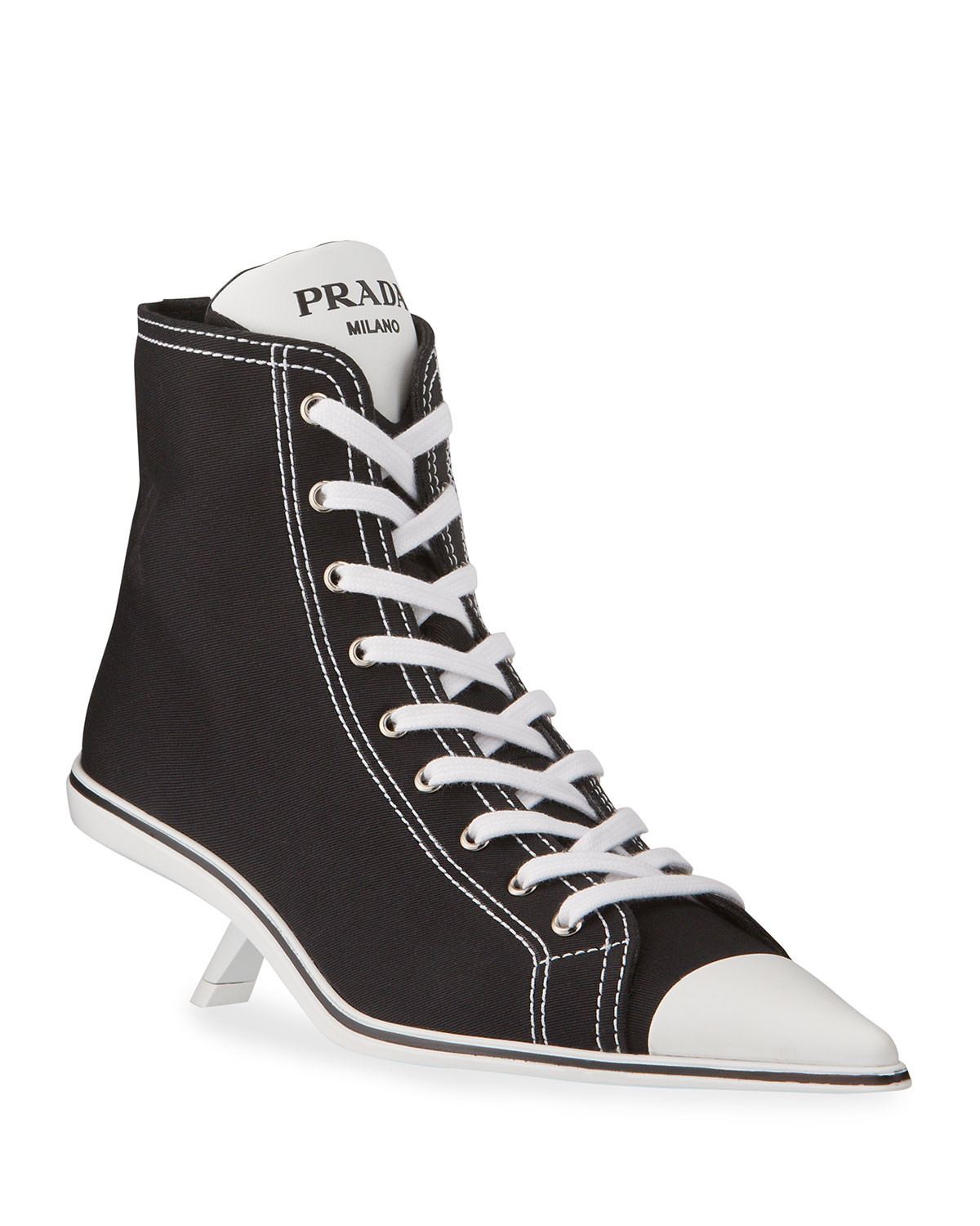 Point-Toe Canvas Sneaker Booties | Neiman Marcus