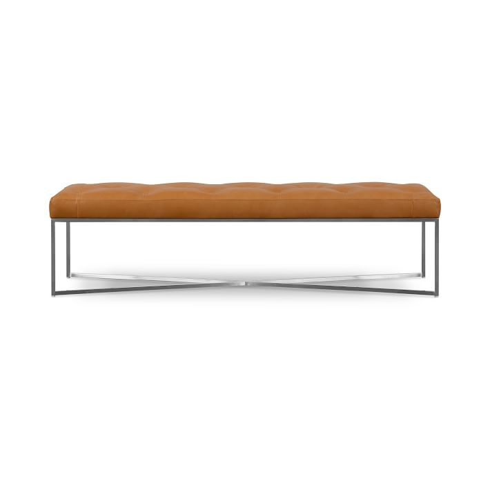 Maeve Rectangle Leather Bench | West Elm (US)