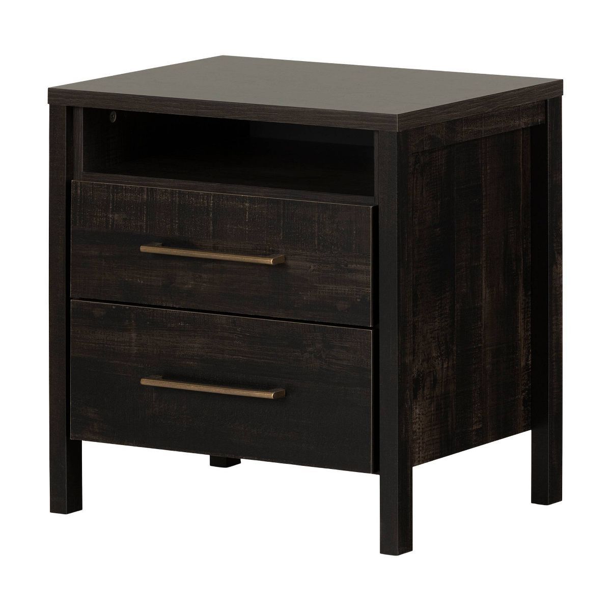 Gravity 2 Drawer Nightstand Rubbed Black - South Shore | Target