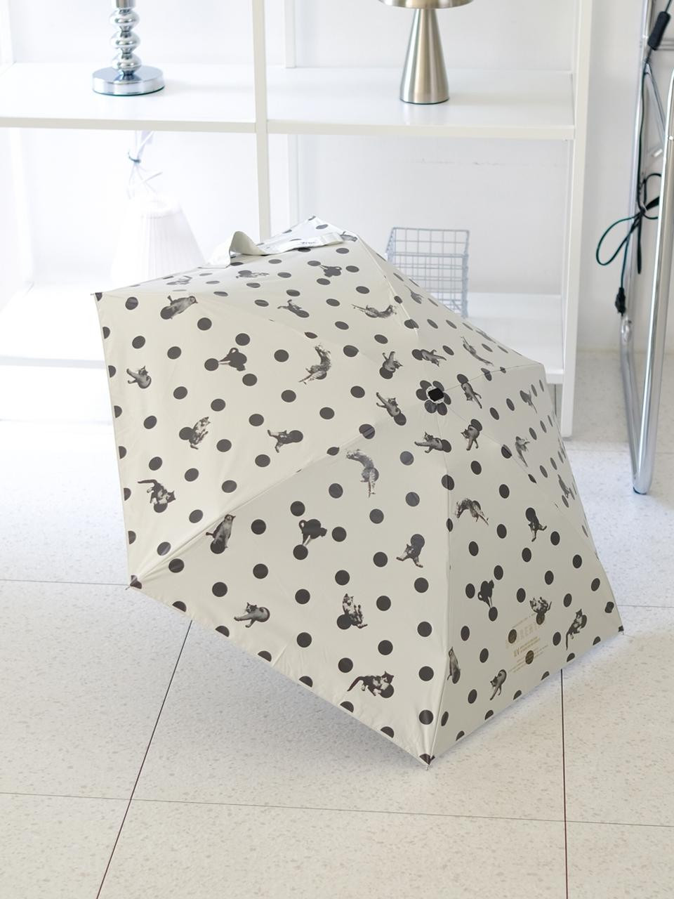 Wpc. Polka Dot Cat Parasol Sunblock UV Protection 3-Fold Umbrella (801-OM006-102) | W Concept (US)