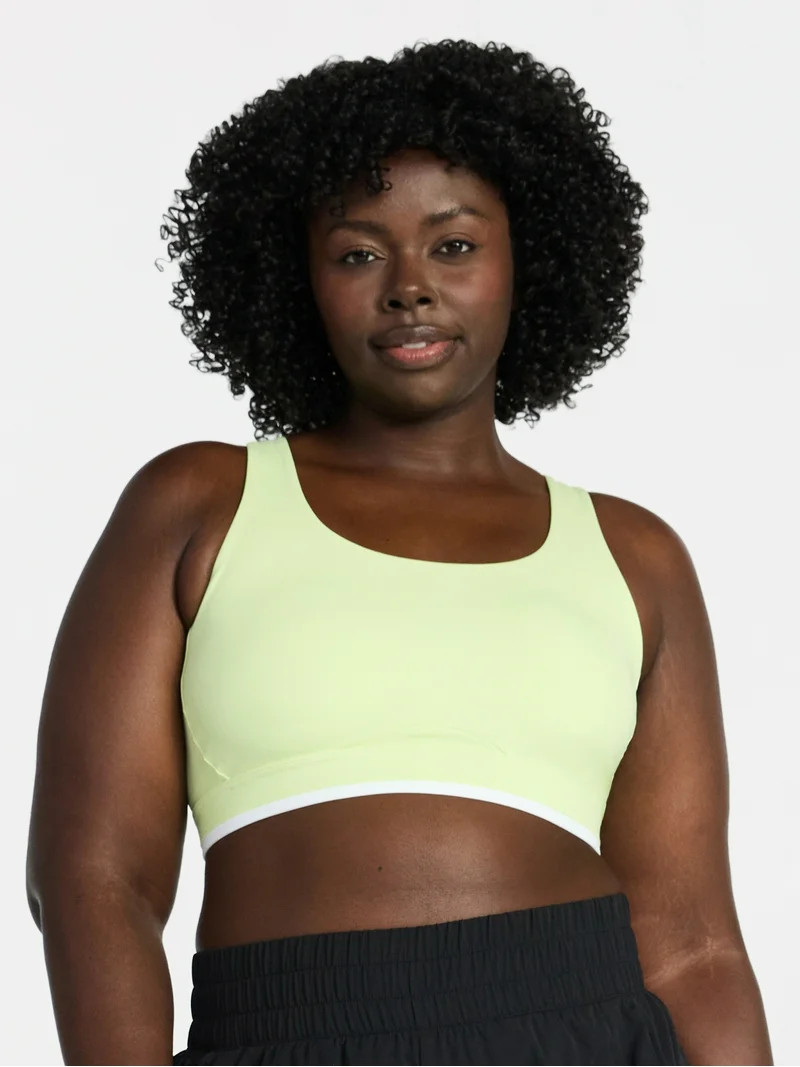 Avia Women's Medium Support Open Back and Contrast Tipping Sports Bra, XS-XXXL | Walmart (US)