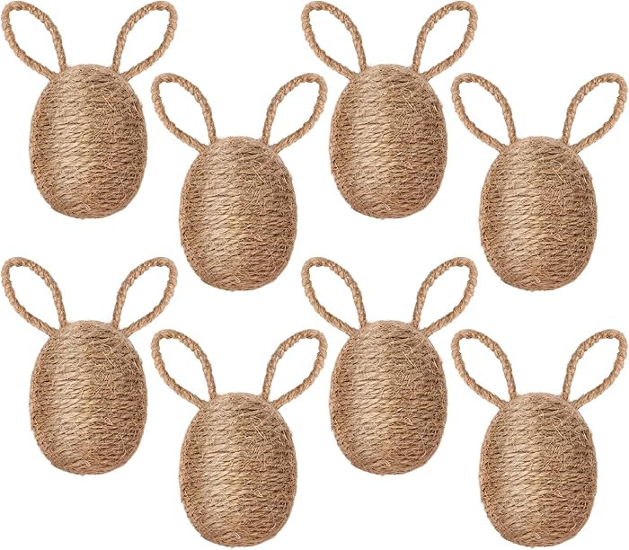 8 Pcs Farmhouse Easter Egg Linen Rope Eggs Rustic Easter Hunt Ornament for Spring Basket Fillers ... | Amazon (US)