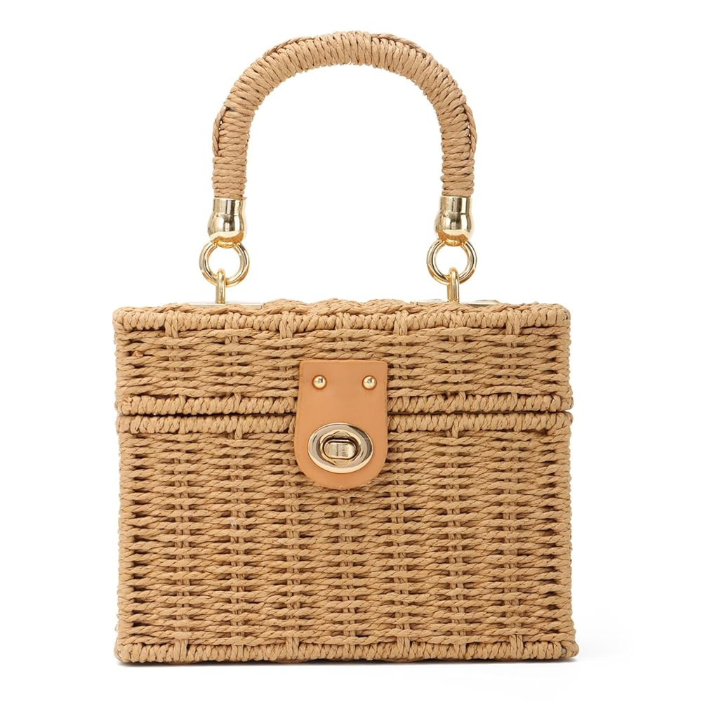 Oweisong Rattan Purse for Women Summer Straw Tote Handbag Woven Bakset Crossbody Bag Trendy Beach... | Amazon (US)