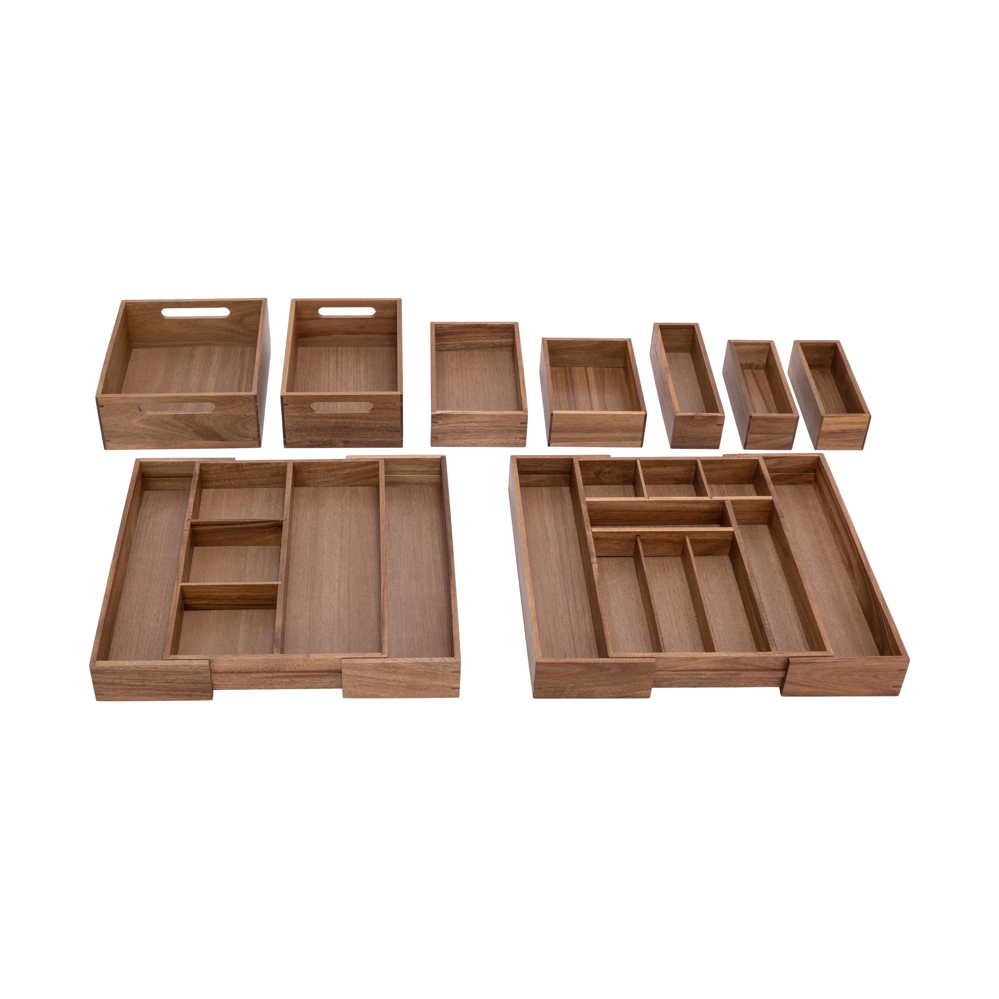 Acacia Wood Box Drawer Organizer 9-Piece Set | Wayfair North America