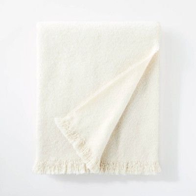 Boucle Faux Mohair Throw Blanket Cream - Threshold&#8482; designed with Studio McGee | Target