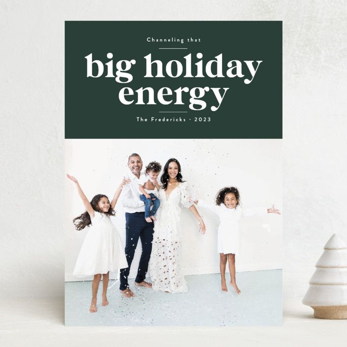 "Big Energy" - Customizable Holiday Photo Cards in Red by Jackie Crawford. | Minted