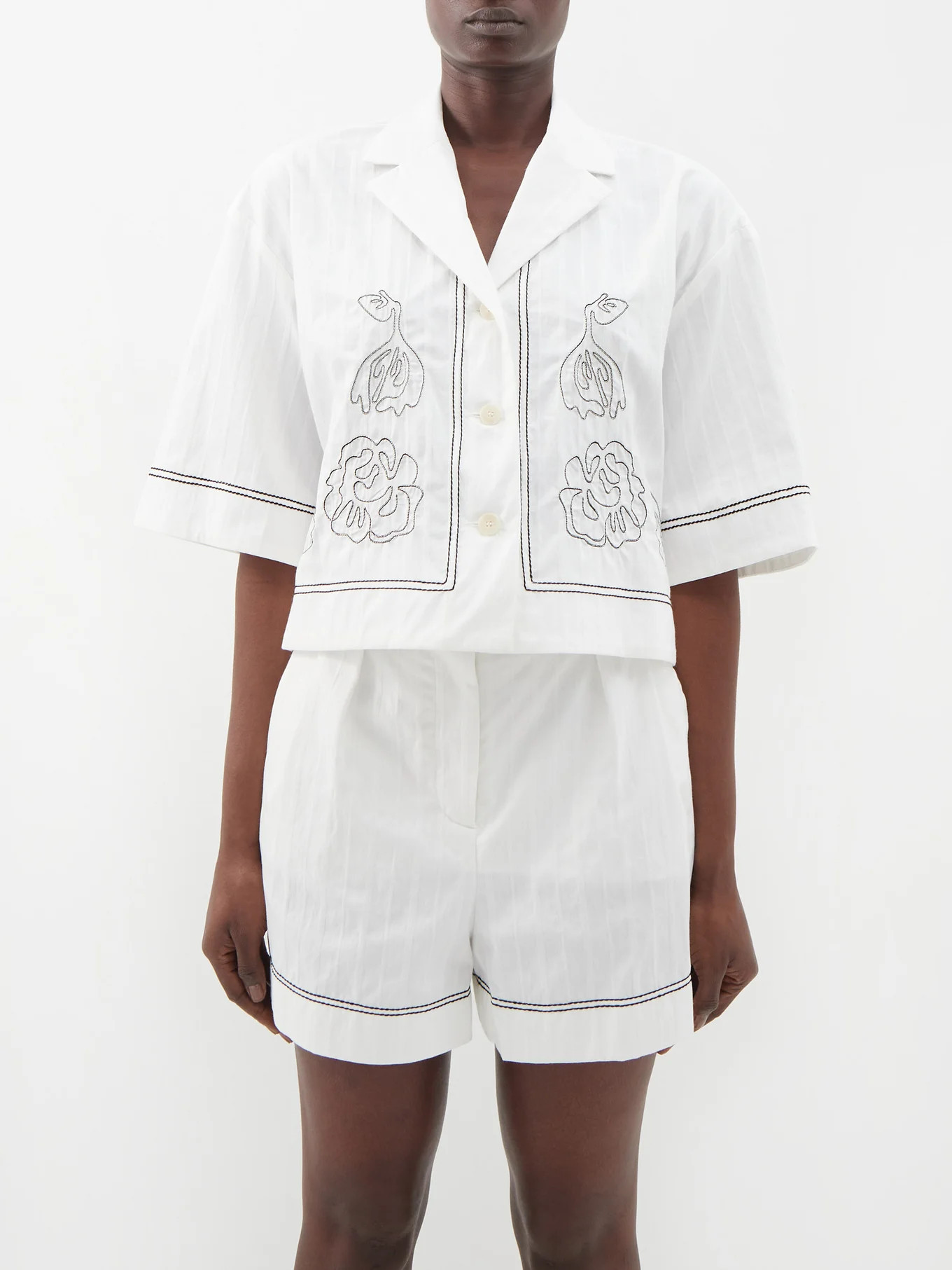 JosephLeopold floral-embroidered cotton-blend shirt | Matches (UK)