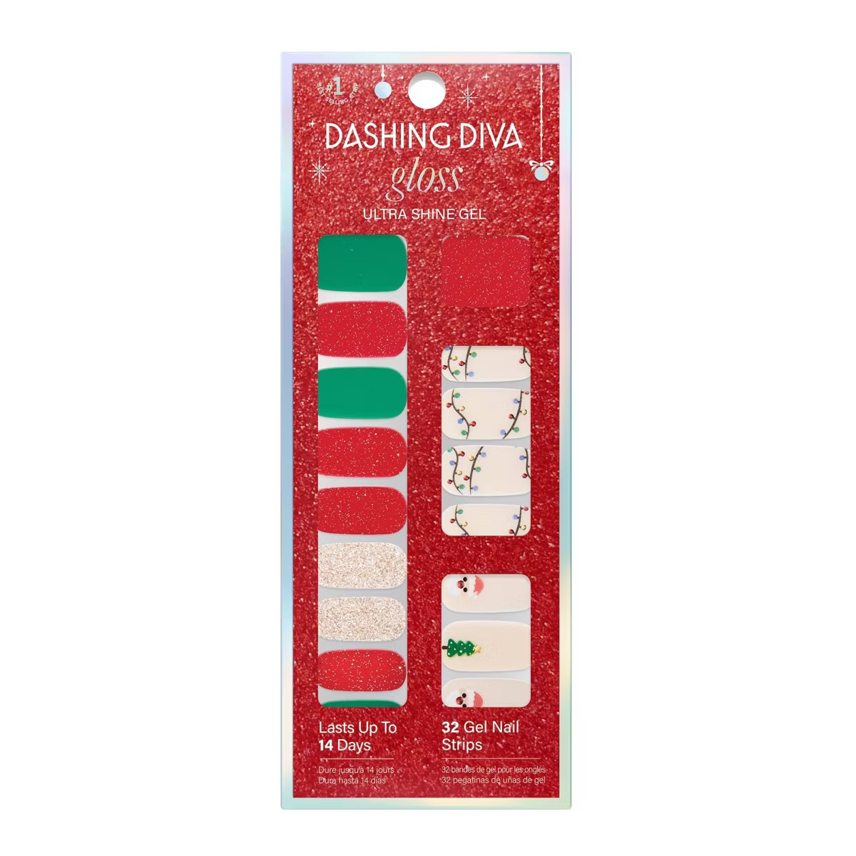 Dashing Diva Holiday Gloss Gel Nail Polish Strips - 32ct | Target
