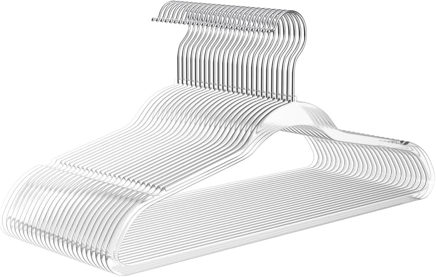 MIZGI 50 Pack Clear Plastic Hangers - Premium Thick Invisible Space Saving Hanger with 360° Swiv... | Amazon (US)