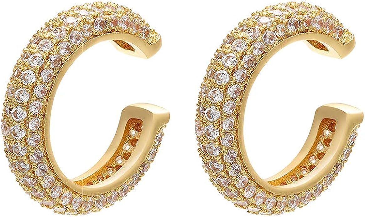 Ear Cuffs in 18K Gold for Women - CZ Paved Hoop Conch Cuff Earrings for Ladies,Girls - Sparkle Rh... | Amazon (US)