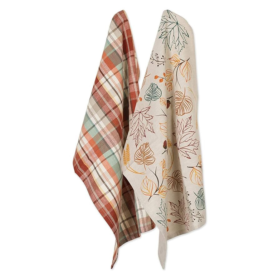 DII Fall Basics Kitchen Dishtowel Collection Printed & Plaid Fall Dish Towel Set, 18x28, Autumn L... | Amazon (US)