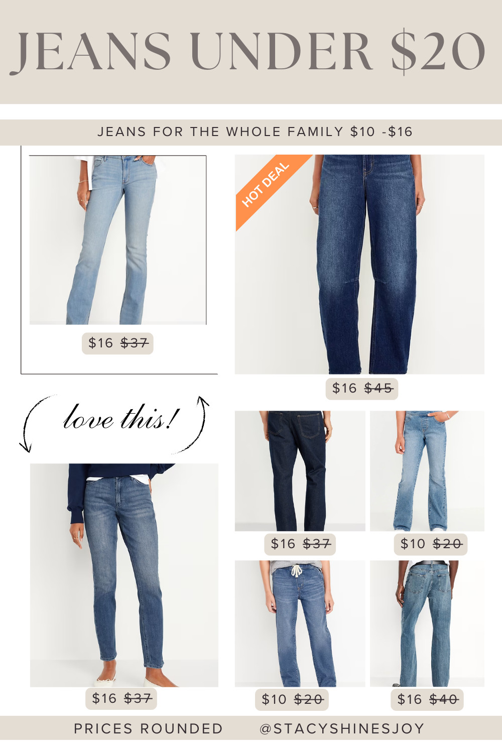 Don't miss this great sale at Old Navy today! Jeans for the whole family. Wow Jeans for only $16 and jeans for the kids for only $10!!!

#affordablejeans 

 #LTKSaleAlert #LTKFindsUnder50 #LTKKids
