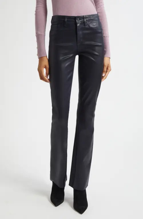L'AGENCE Ruth Coated High Waist Raw Hem Straight Leg Jeans in Metro Coated at Nordstrom, Size 31 | Nordstrom
