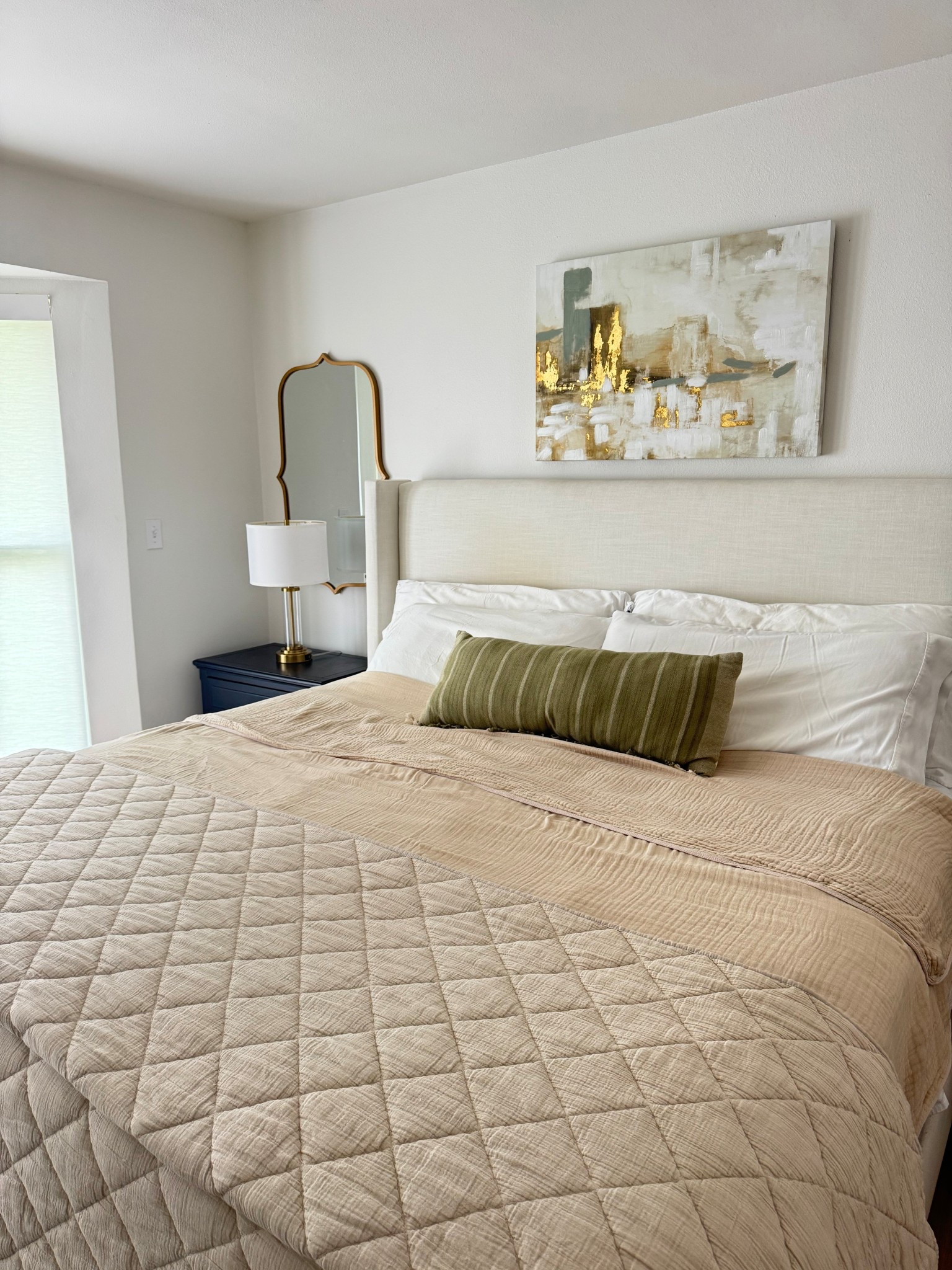 The bed got a refresh for the warmer months. Muslim is the new “it” for summer blankets.  #primarybedroom 

#LTKSaleAlert #LTKHome