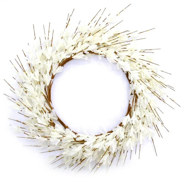 20inch Artificial Forsythia Flower Wreath Spring Summer Fall Wreath Silk Leaves Wreath for Front ... | Walmart (US)